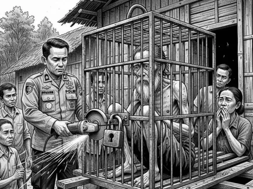 Manusia di Ponorogo Hidup di Krangkeng Besi Selama 20 Tahun
