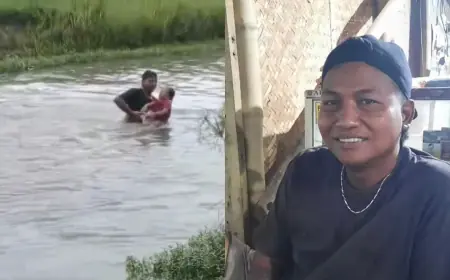 Aksi Heroik Pemuda Ngunut Selamatkan Bocah Hanyut di Sungai, Viral di Media Sosial