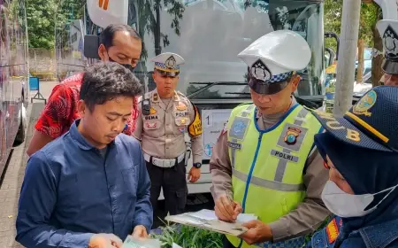 Pasca Angkutan Kota, Ramp Check Bus Pariwisata di JTP 1 di Geber