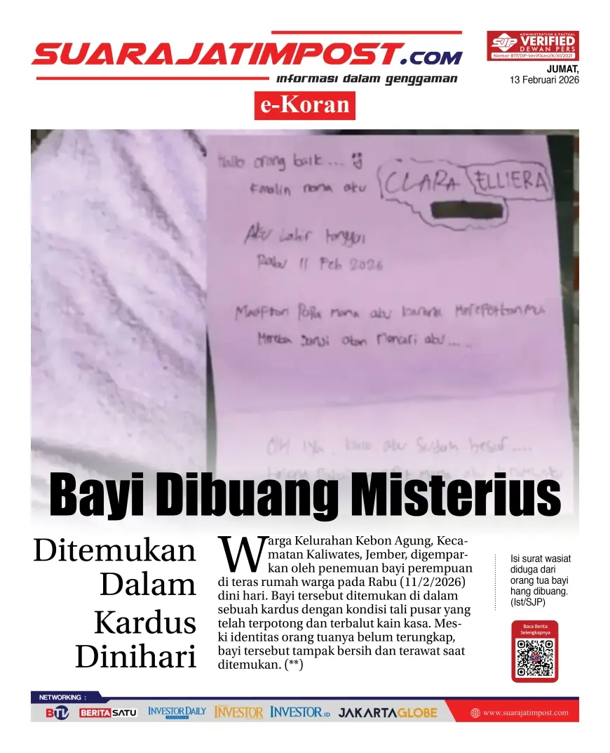 e-Koran, Edisi Jumat, 13 Februari 2026
