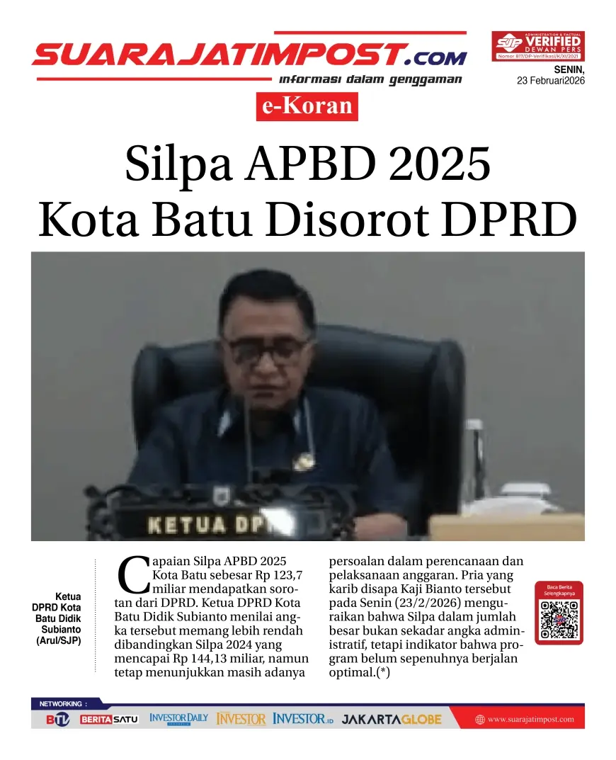 e-Koran, Edisi Senin, 23 Februari 2026