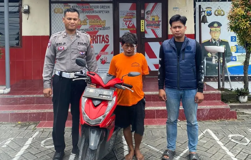 Sempat Diwarnai Aksi Kejar-kejaran, Maling Motor di Gresik Babak Belur Dihajar Warga