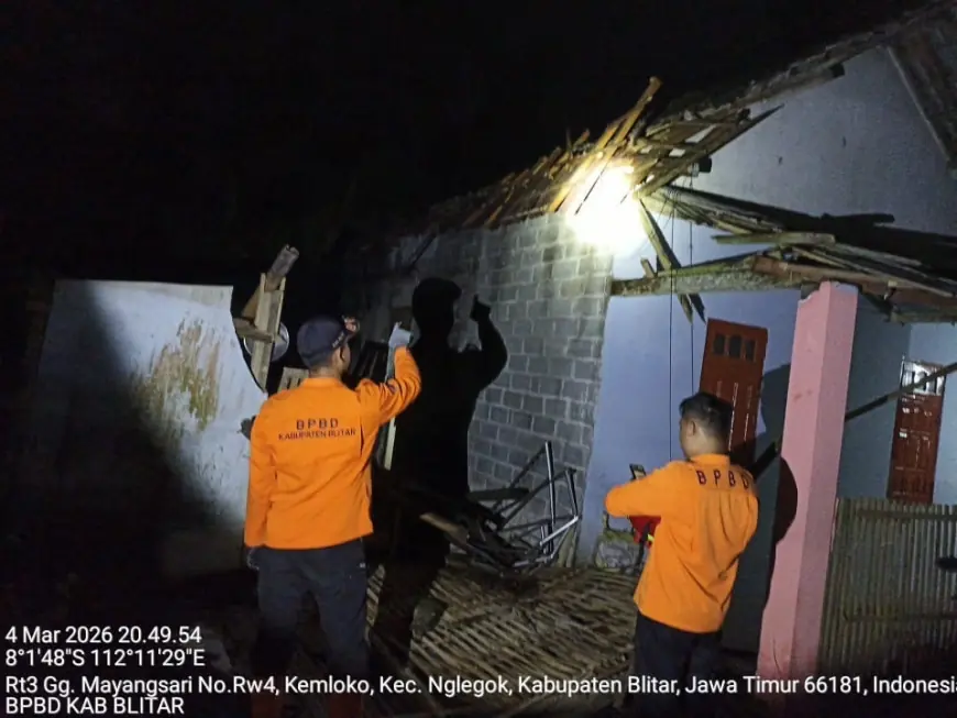 Lagi, Hujan Deras Disertai Angin Kencang Porak-Porandakan 4 Kecamatan di Blitar