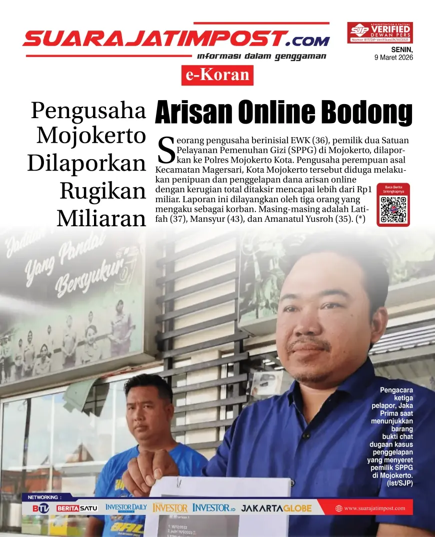 e-Koran, Edisi Senin, 9 Maret 2026