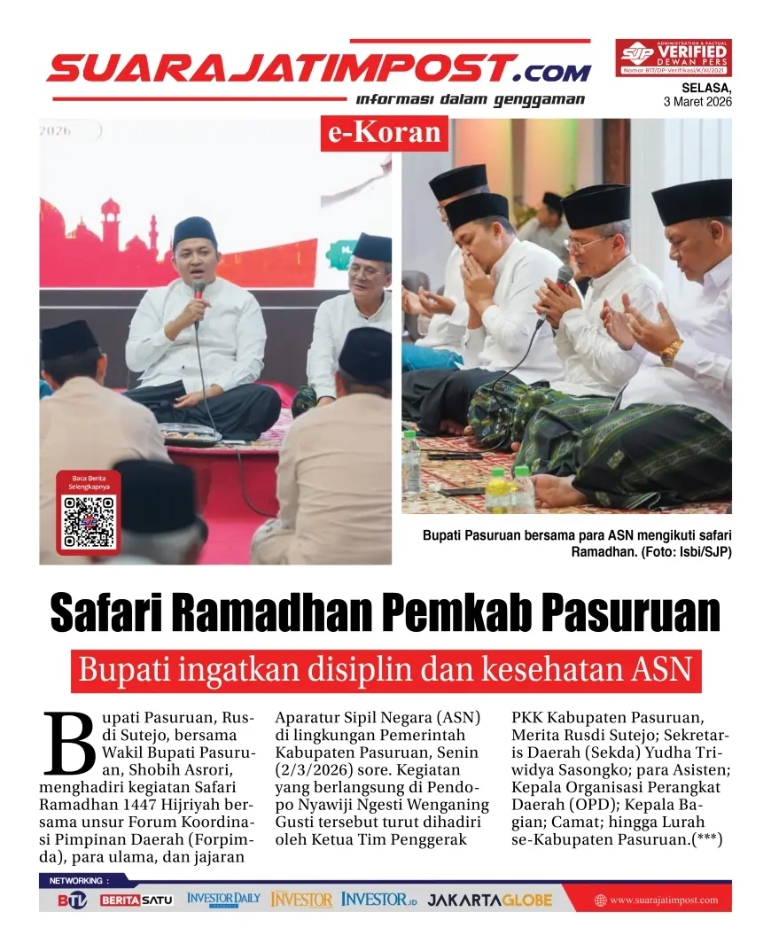 e-Koran, Edisi Selasa, 3 Maret 2026