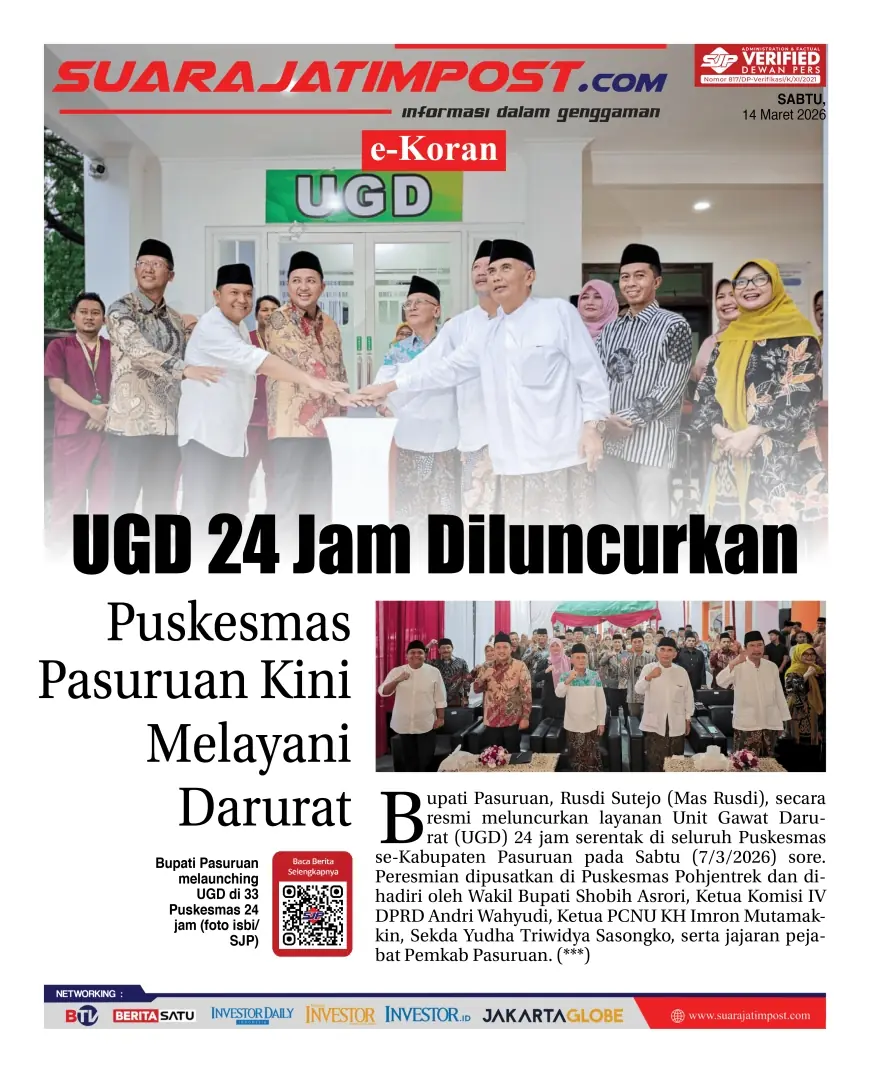 e-Koran, Edisi Sabtu, 14 Maret 2026