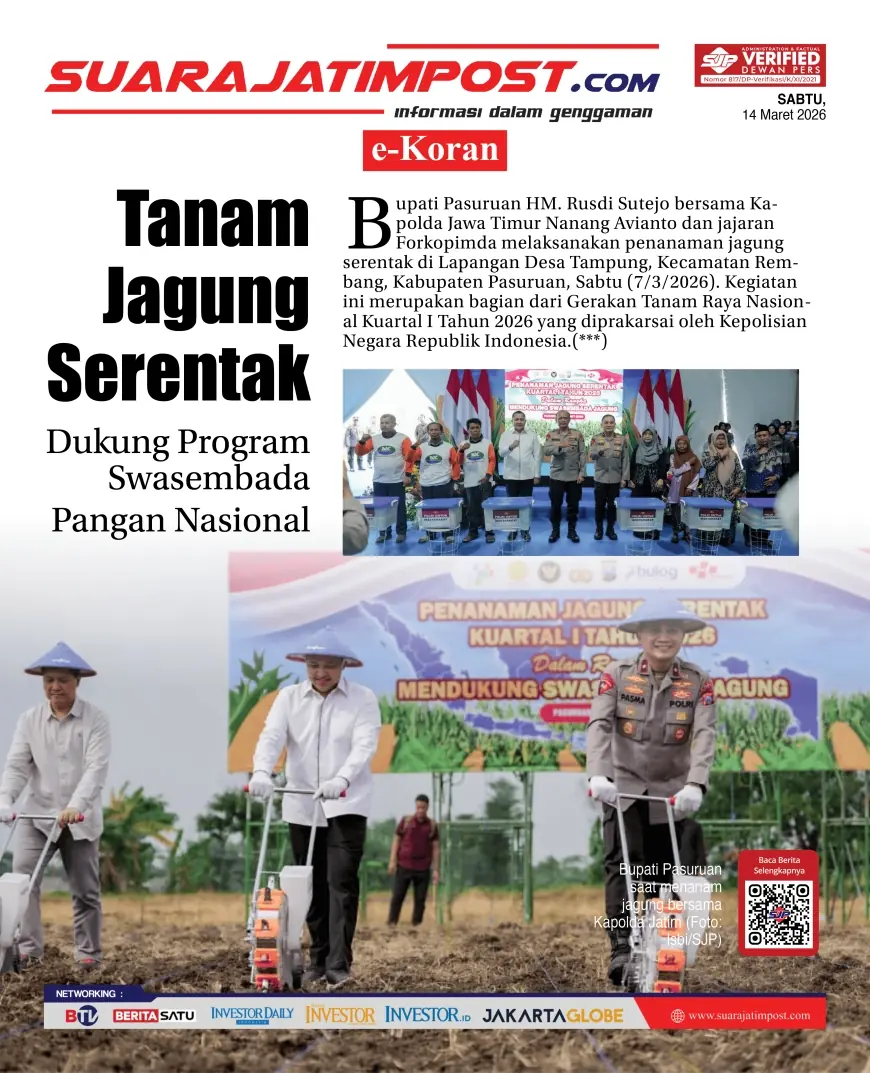 e-Koran, Edisi Sabtu, 14 Maret 2026