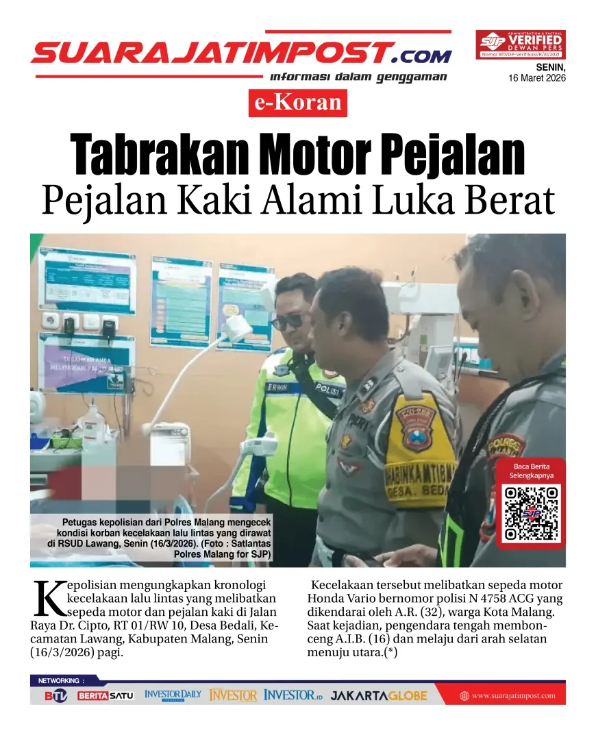 e-Koran, Edisi Senin, 16 Maret 2026