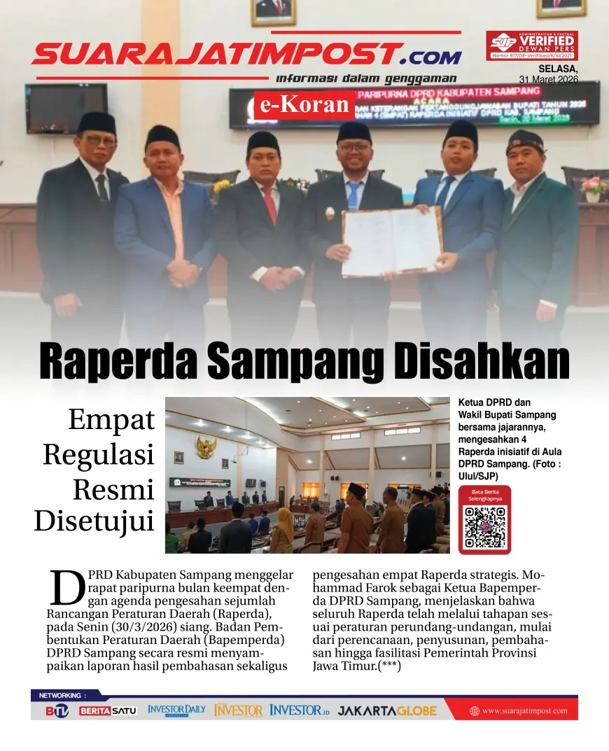 e-Koran, Edisi Selasa, 31 Maret 2026