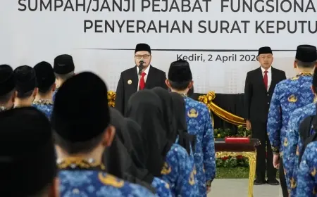 156 PNS Pemkab Kediri Dilantik, Mas Dhito: Jangan Menyalahgunakan Kewenangan