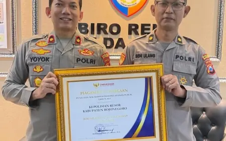 Polres Bojonegoro Raih Predikat A dari Ombudsman RI, Nilai Pelayanan Publik Capai 88,66