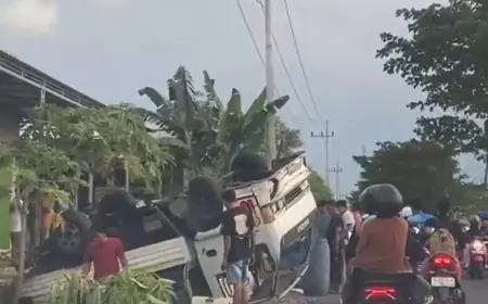 Truk Angkut Belasan Ton Ikan Terguling di Bangkalan, Jalan Sempat Dipenuhi Ikan Berserakan