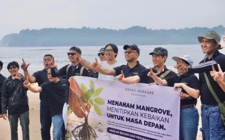 Peringati Hari Bumi 2026, Grand Mercure Malang Mirama Tanam Mangrove di Pantai Tamban Malang Selatan