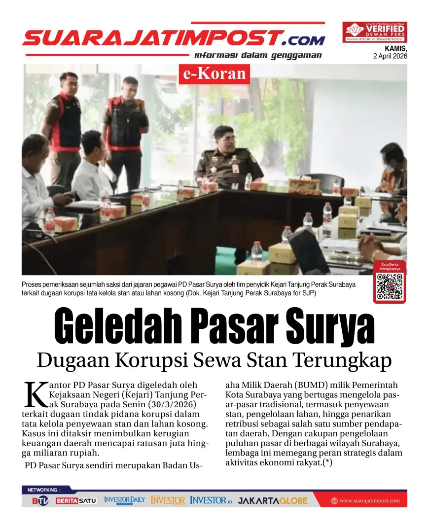 e-Koran, Edisi Kamis, 2 April 2026