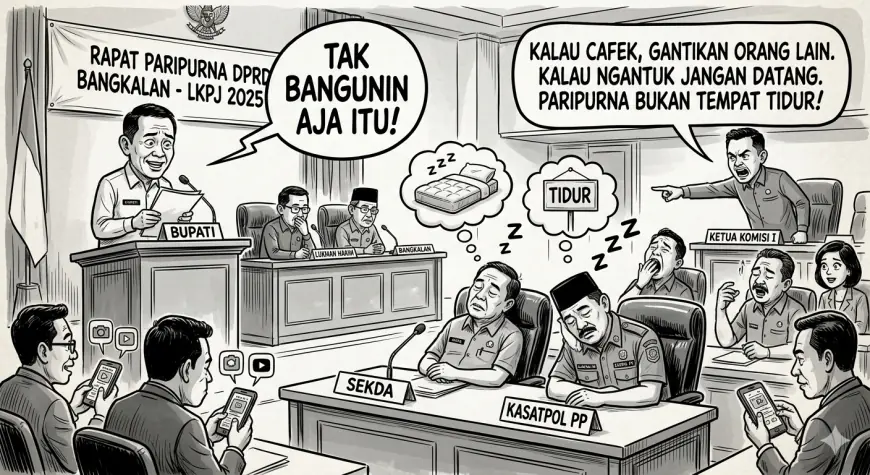 Nggak Bahaya Ta? Ketika Rapat Paripurna Bangkalan Berubah Jadi Lomba Tidur Sekda dan Kasatpol PP