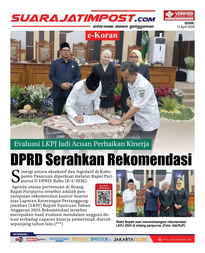 e-Koran, Edisi Senin, 13 April 2026