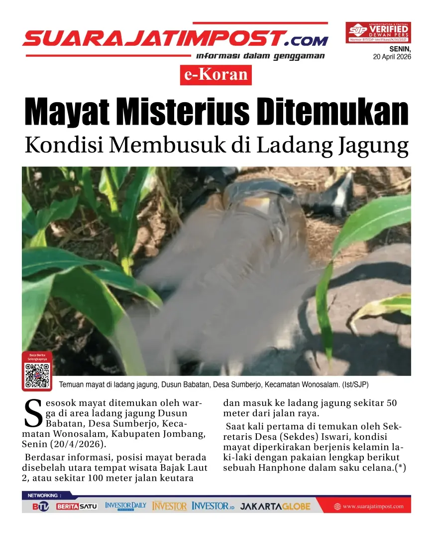 e-Koran, Edisi Senin, 20 April 2026