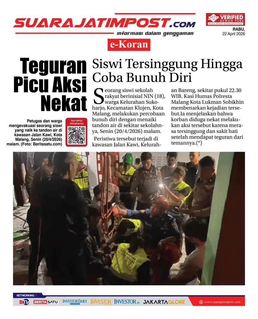 e-Koran, Edisi Rabu, 22 April 2026