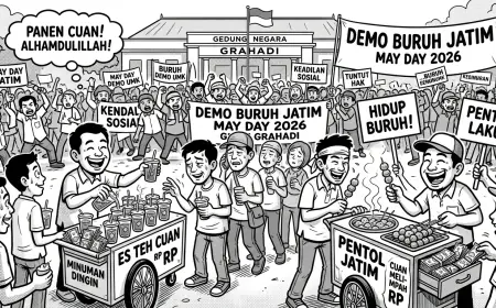 Ironi May Day Grahadi: Buruh Perjuangkan Upah, Pasukan Es Teh dan Pentol Sukses 'Gajian' Duluan