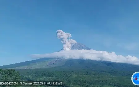Gunung Semeru Erupsi Pagi Ini: Awan Panas Meluncur 2 Kilometer, Warga Diminta Menjauh
