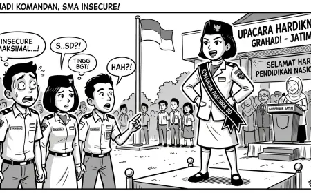 Momen Kocak di Grahadi: Anak SD Kasih Aba-Aba, Barisan SMA Mendadak Overthinking Berjamaah