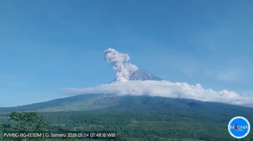 Gunung Semeru Erupsi Pagi Ini: Awan Panas Meluncur 2 Kilometer, Warga Diminta Menjauh