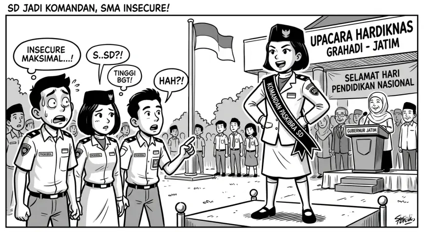 Momen Kocak di Grahadi: Anak SD Kasih Aba-Aba, Barisan SMA Mendadak Overthinking Berjamaah