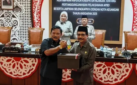 WTP 9 Kali Berturut-turut, Bupati Marhaen Serahkan Raperda Pertanggungjawaban APBD 2025 ke DPRD Nganjuk