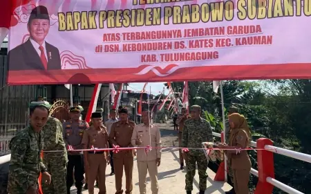 Diresmikan Plt Bupati dan Dandim Tulungagung, Jembatan Garuda di Desa Kates Perkuat Akses Pendidikan dan Perekonomian Warga