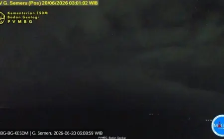 Gunung Semeru Erupsi Dini Hari, Luncurkan Awan Panas Guguran di Tengah Kabut