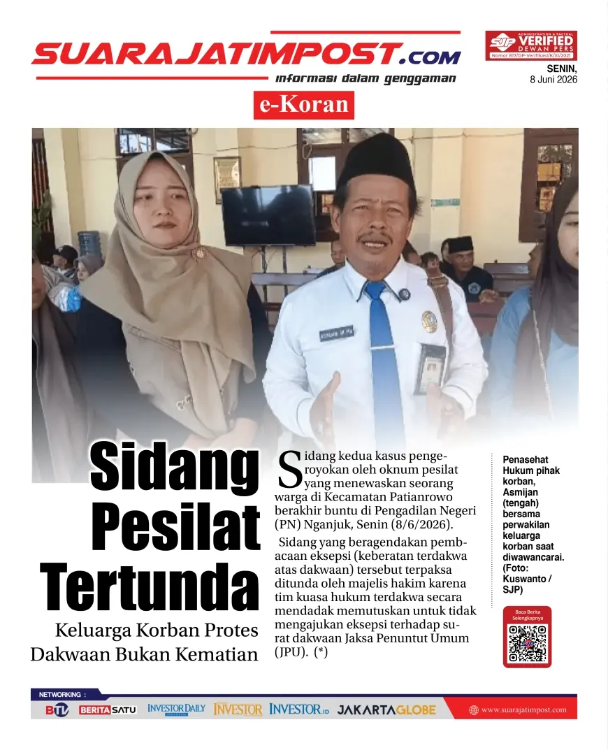 e-Koran, Edisi Senin, 8 Juni 2026