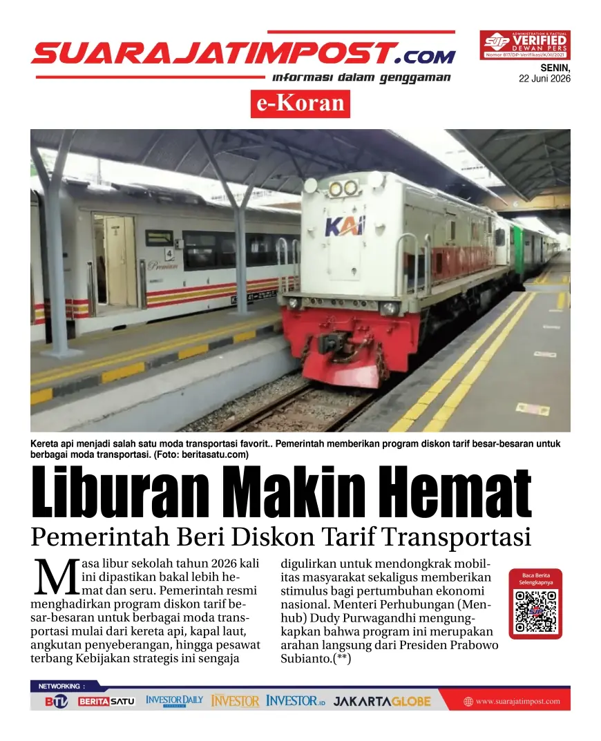e-Koran, Edisi Senin, 22 Juni 2026