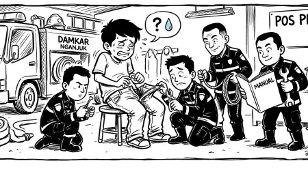 Ketika ‘Aset Masa Depan’ Terjepit Resleting, Damkar Nganjuk Turun Tangan!