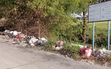 Tumpukan Sampah Liar Menghampar di Pinggir Jalan Nganjuk, Warung Kuliner Sepi Pelanggan