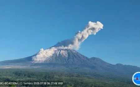Semeru Semburkan Awan Panas 3,5 Km Pagi Ini, Warga Sepanjang Besuk Kobokan Diminta Menjauh!