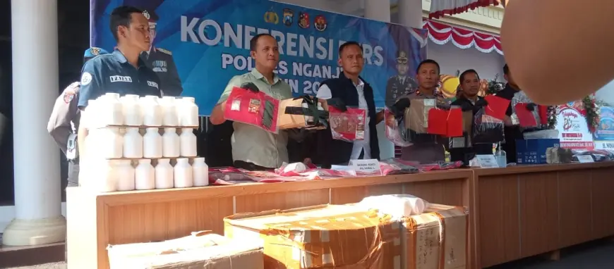 Kado HUT Bhayangkara ke-80,.Polres Nganjuk Gelar Bongkar Kasus Pengeroyokan, Curanmor, hingga Jaringan Narkoba Antar Daerah