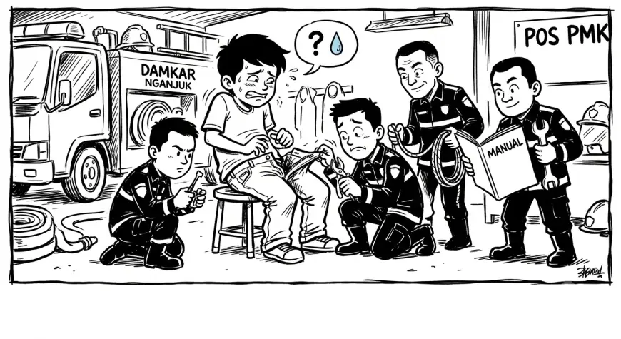Ketika ‘Aset Masa Depan’ Terjepit Resleting, Damkar Nganjuk Turun Tangan!