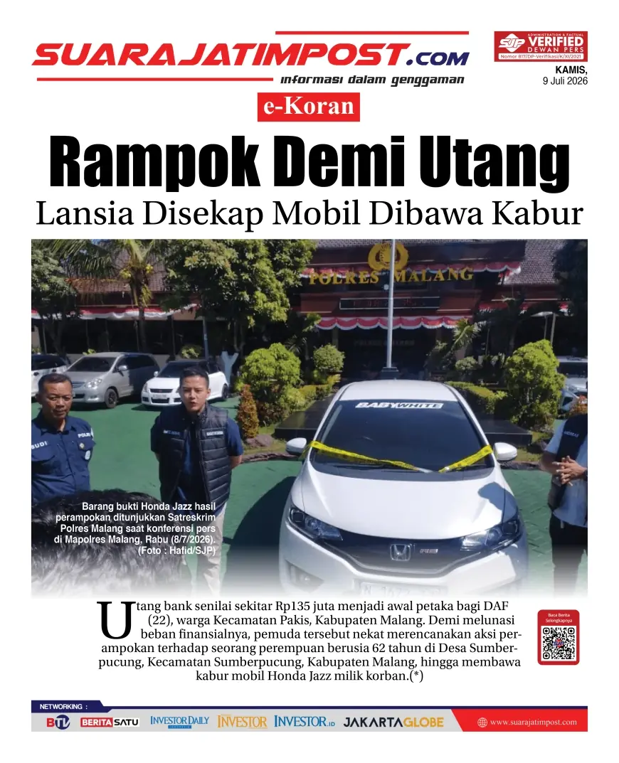 e-Koran, Edisi Kamis, 9 Juli 2026
