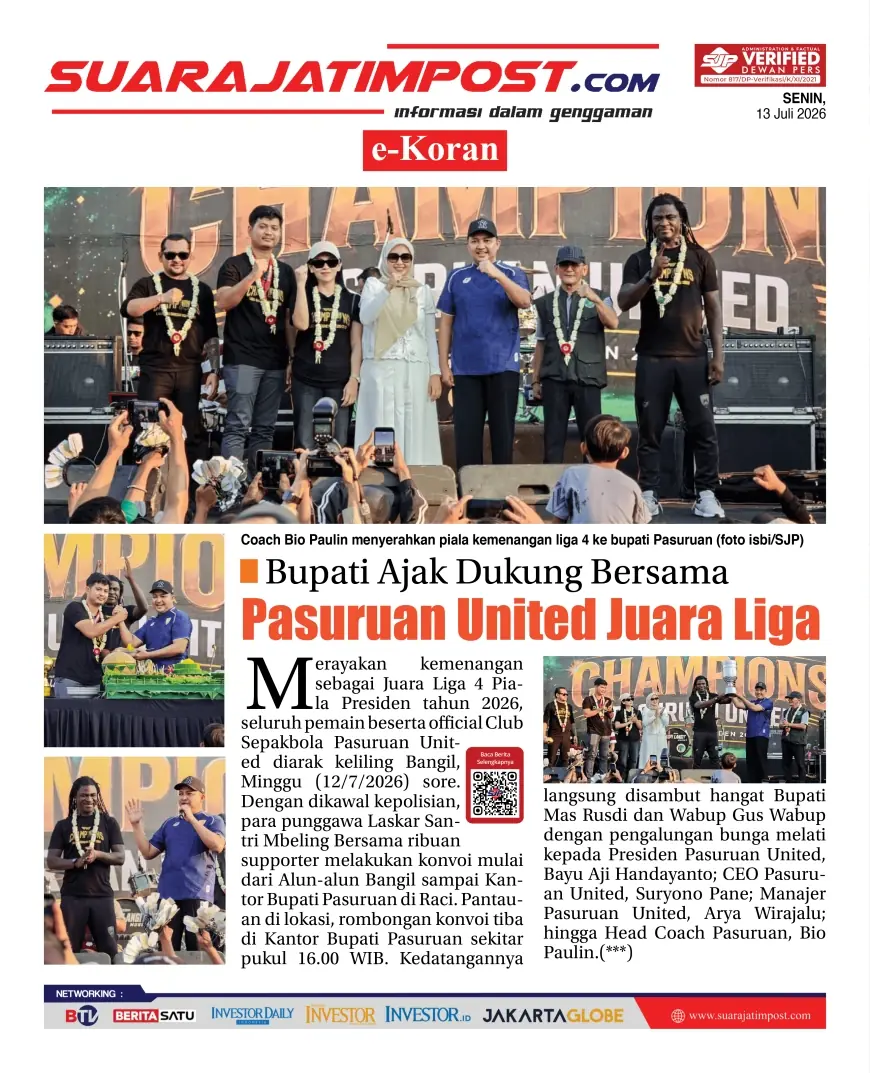 e-Koran, Edisi Senin, 13 Juli 2026