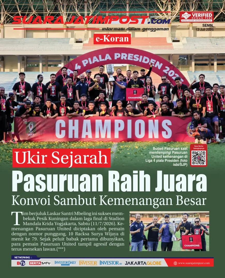 e-Koran, Edisi Senin, 13 Juli 2026